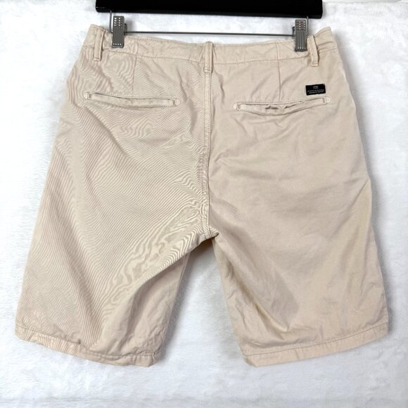 Scotch & Soda Flat Front 9" Chino Stretch Shorts Mens 28 Beige Cream - Picture 5 of 11
